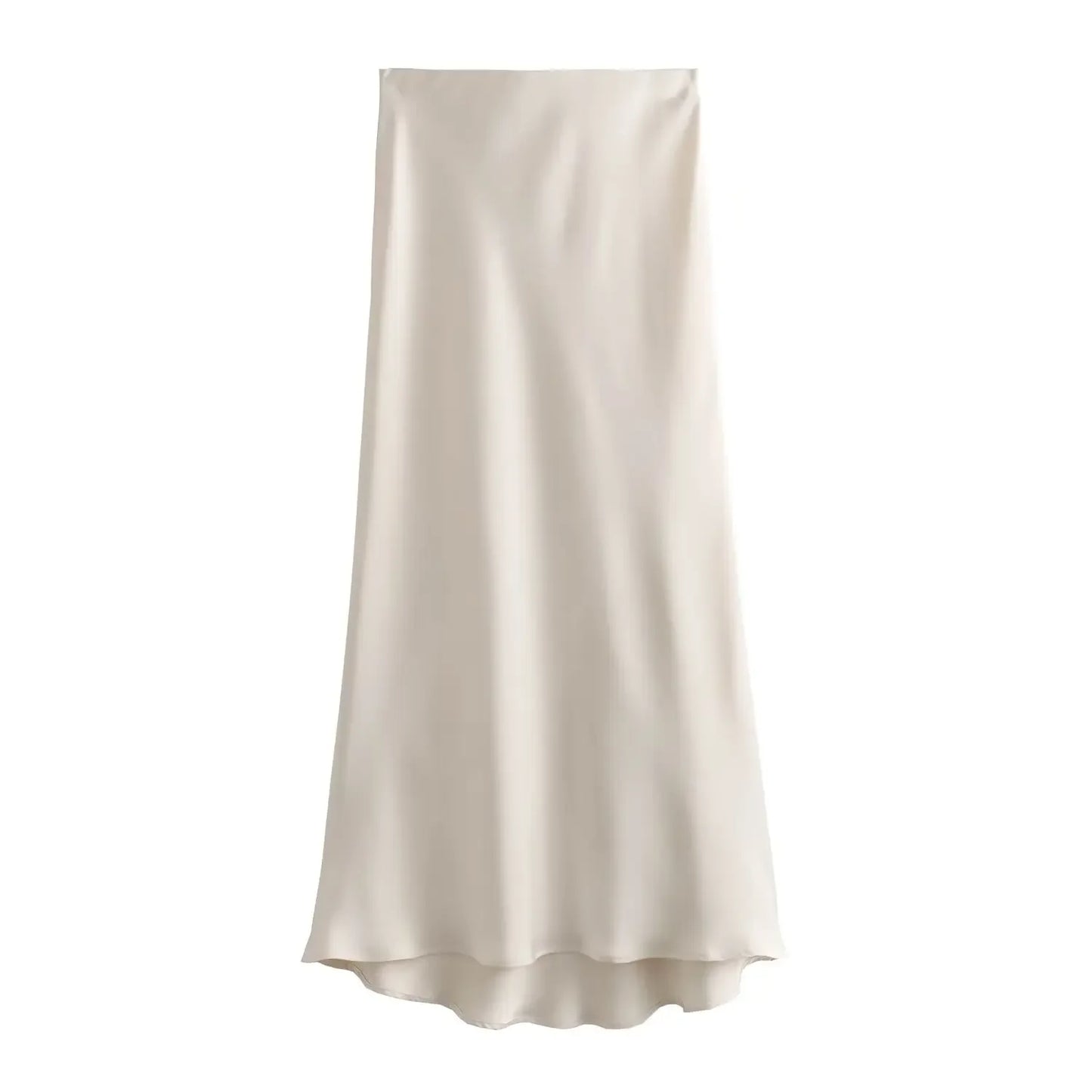 Satin Pleated Midi Skirt