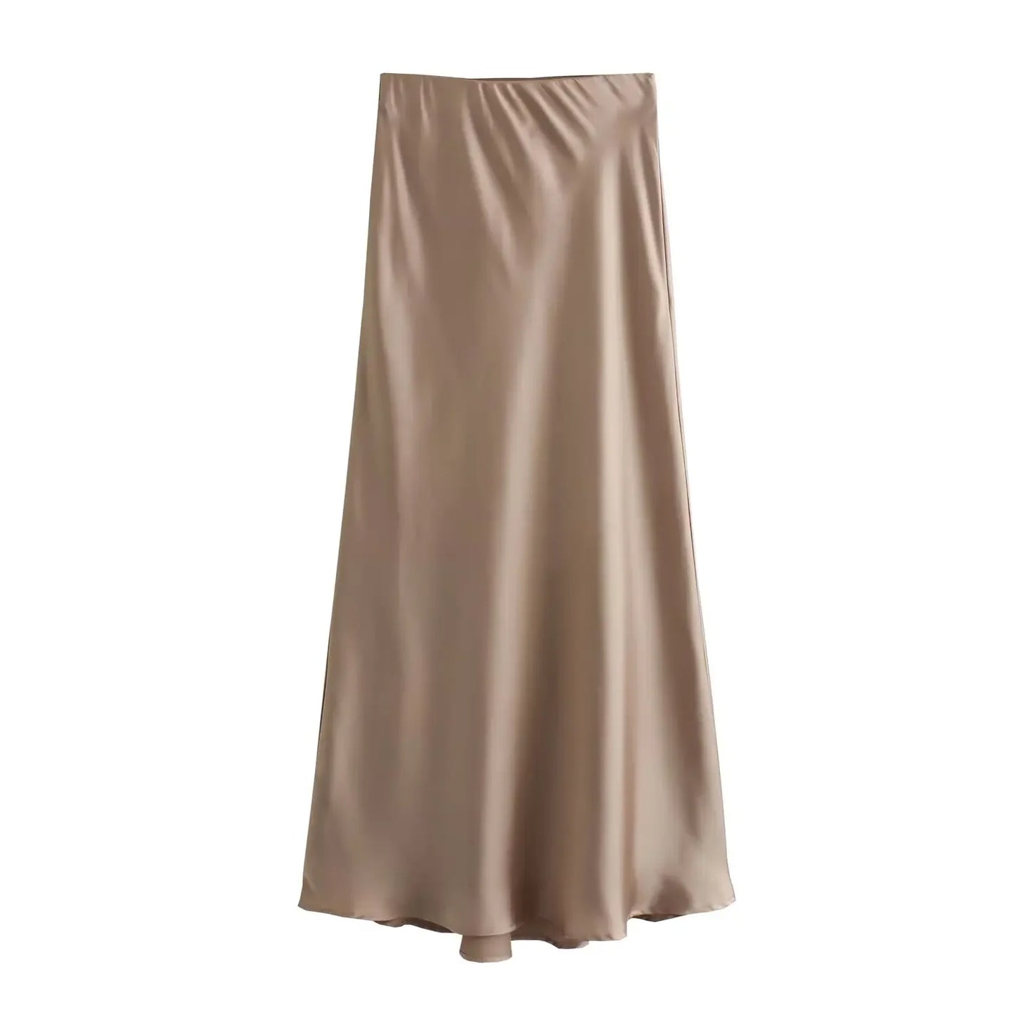 Satin Pleated Midi Skirt