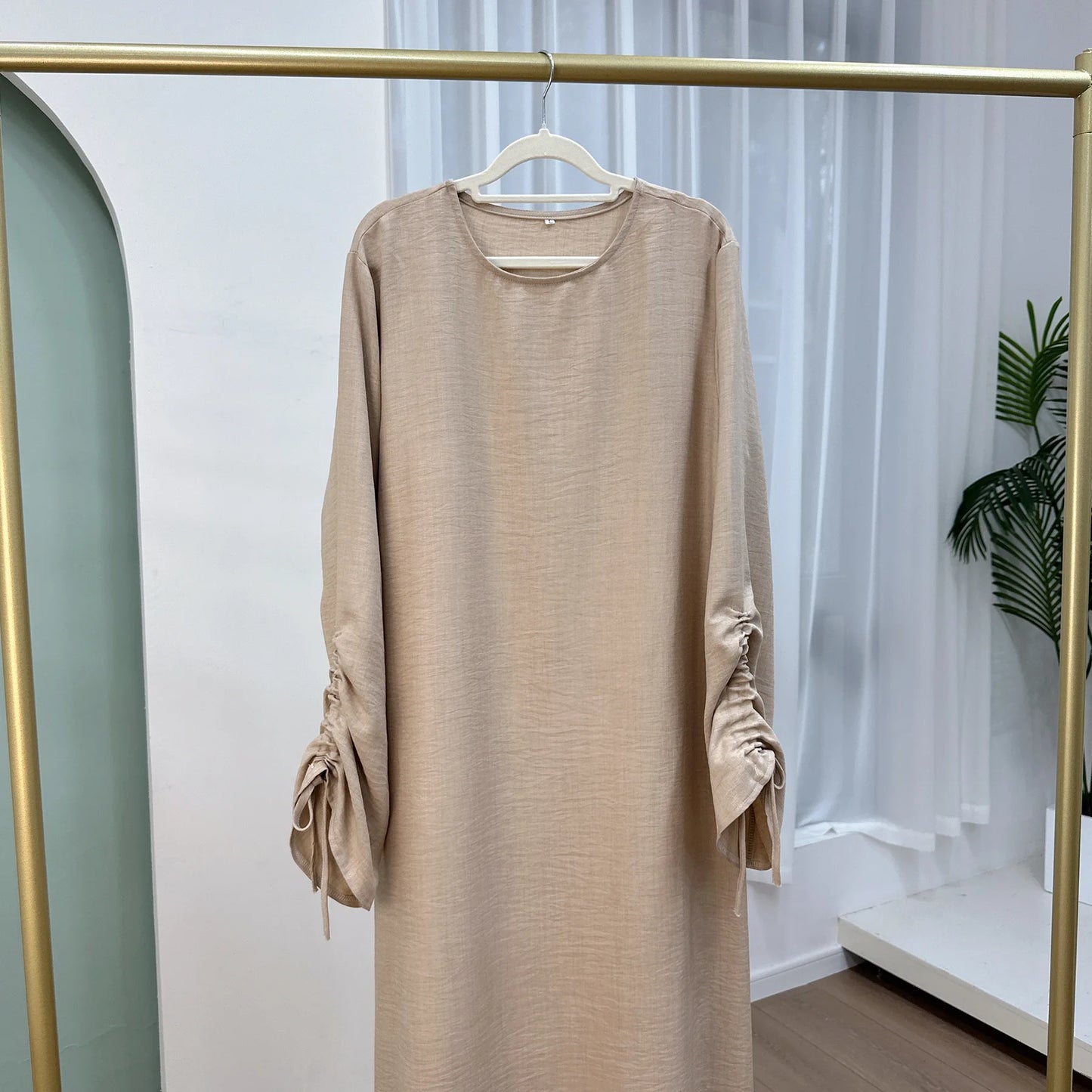 2024 Saudi Arabia Muslim Women Modest Dress Eid Dubai Plain Abaya Islamic Holiday Party Solid Turkey Lace-up Cuffs Long Clothes