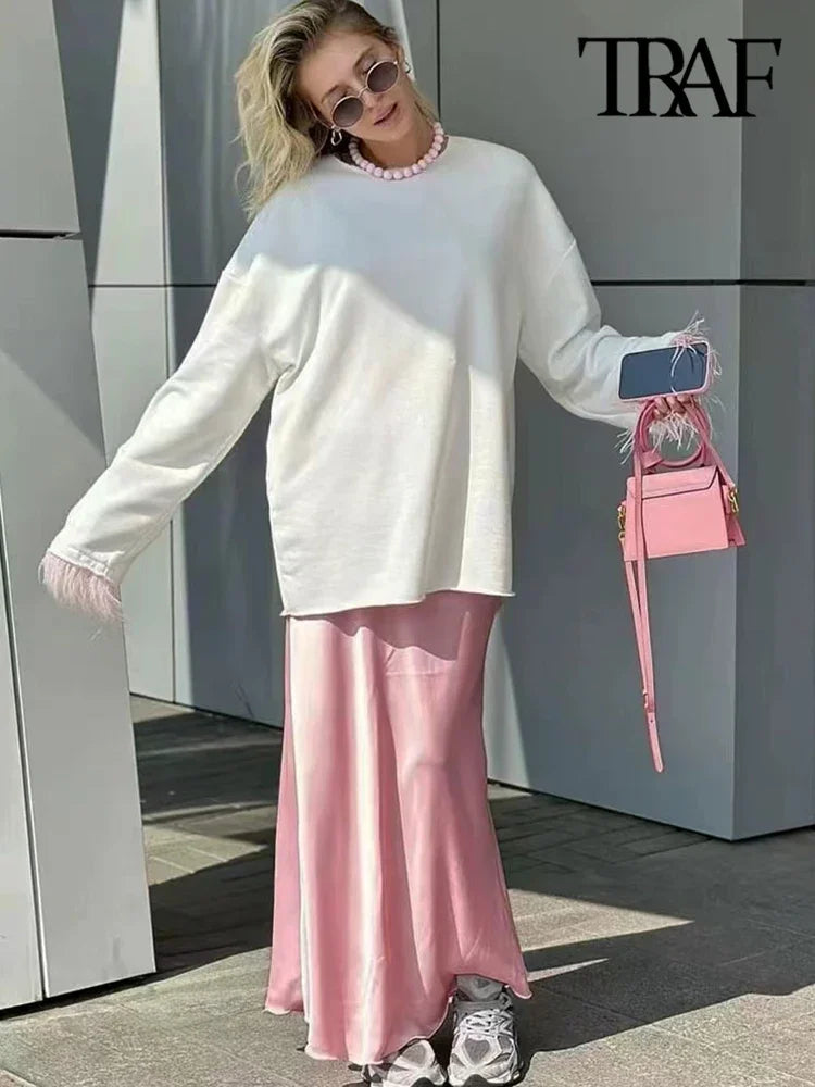 Flowing Satin Midi Skirt