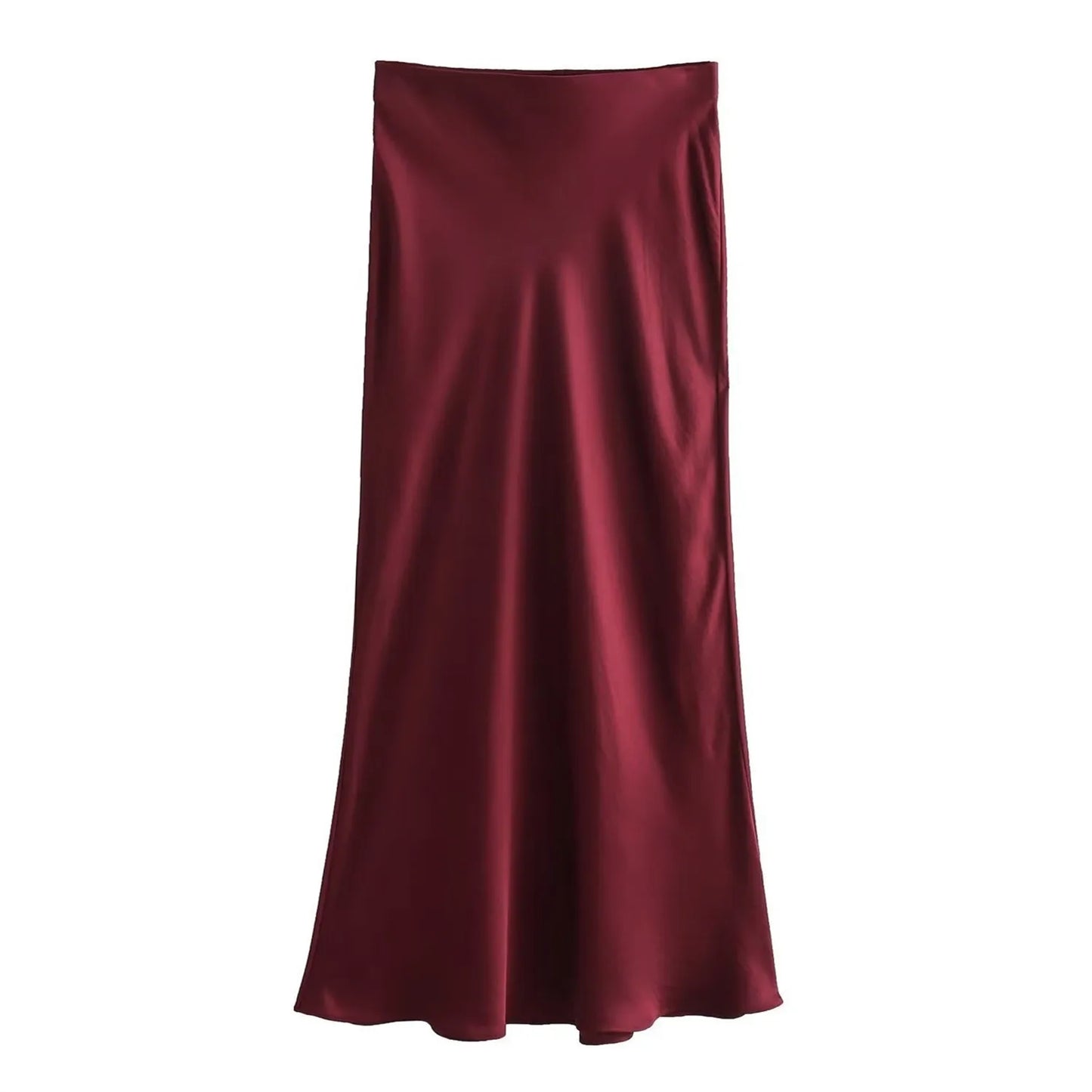 Elegant Satin Midi Skirt