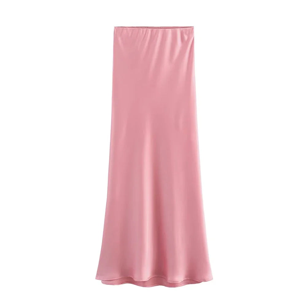 Flowing Satin Midi Skirt