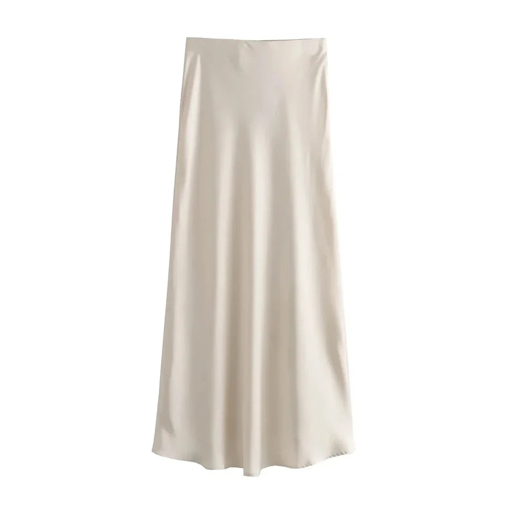 Flowing Satin Midi Skirt