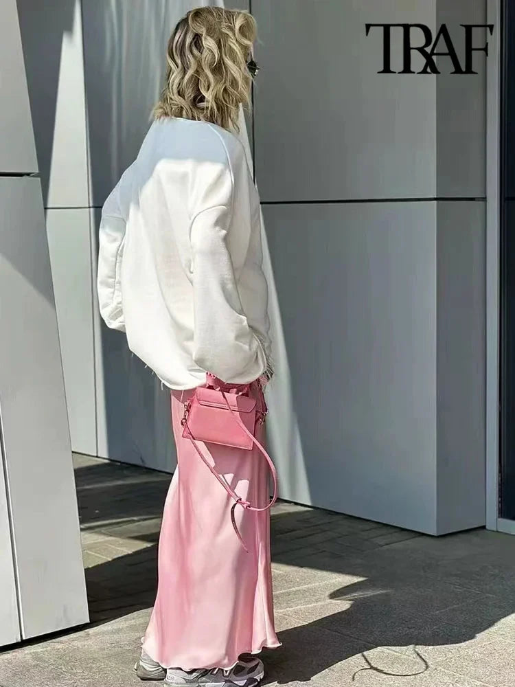 Flowing Satin Midi Skirt